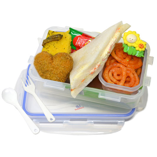 Sarthak Uphaar Lock & Fit Small with Folk & Spoon 2 Containers Plastic Lunch Box